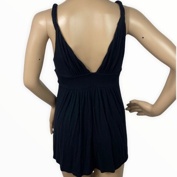 La Vie En Rose Y2K Babydoll Tunic Tank Black Nightgown Size Small Sleep Empire - Picture 3 of 8